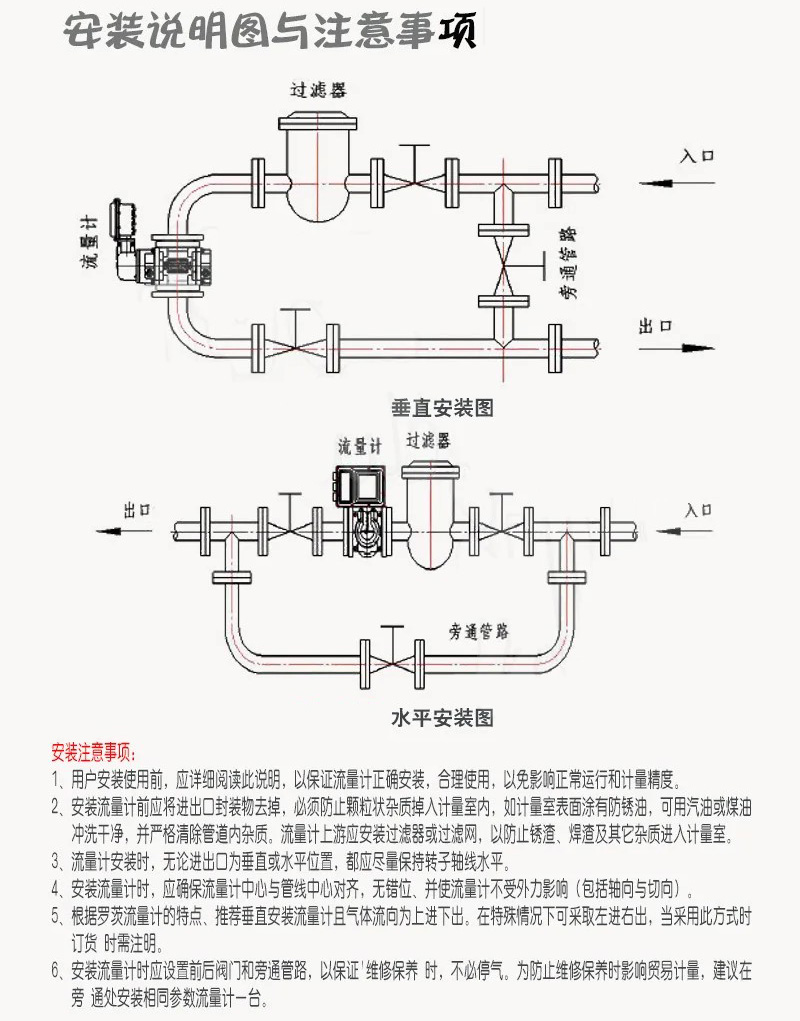 電池供電羅茨流量計安裝說明圖